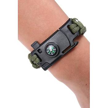 Bakl Haki/Siyah/l Paracord Bileklik 6 zellik 1 Arada ( Renk)
