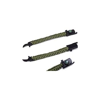 Bakl Haki/Siyah/l Paracord Bileklik 6 zellik 1 Arada ( Renk)