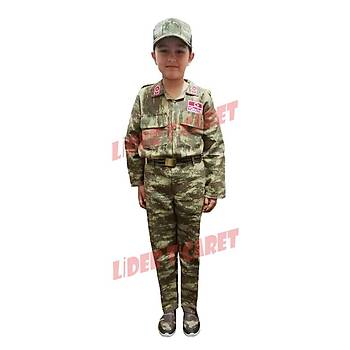 Asker Çocuk Kıyafeti Kamuflaj Nano Şapkalı Takım