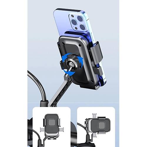 Ayarlanabilir Bisiklet Scooter Motosiklet Otomatik Tulu Motorsiklet Ayna Balantl Telefon Tutucu