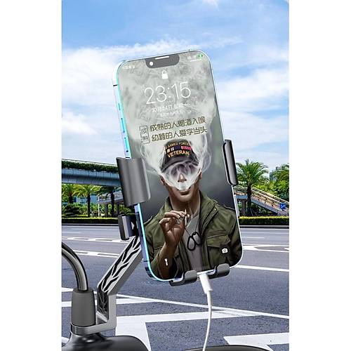 Ayarlanabilir Bisiklet Scooter Motosiklet Otomatik Tulu Motorsiklet Ayna Balantl Telefon Tutucu