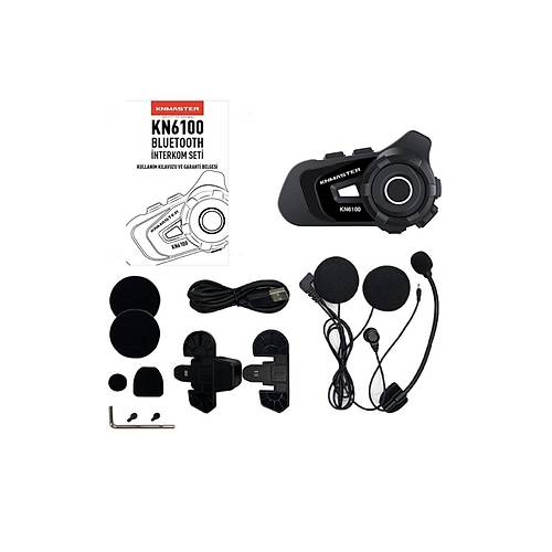 Kn6100 Motosiklet Kask Interkom Bluetooth Intercom Kulaklk Seti Siyah anta Hediyeli