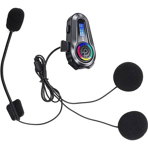 LCD Ekran Fm Radyolu Rgb Ledli Motosiklet Bluetooth Kask Kulaklk Intercom  Su Geirmez Interko