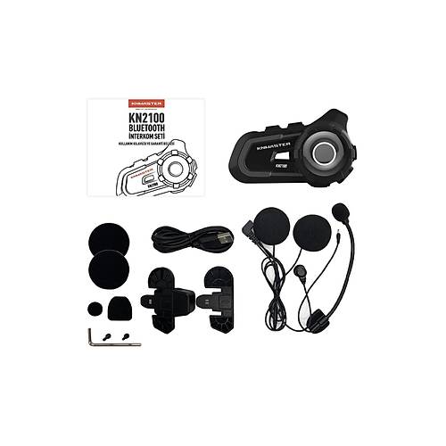 Kn2100 Kask Interkom Bluetooth Intercom Kulaklk Seti Siyah