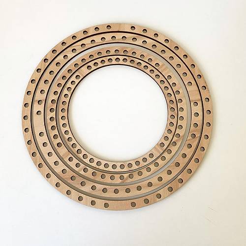 Delikli Kasnak Ah�ap Halka Makrome D�� Kapan� Dokuma Kasna��