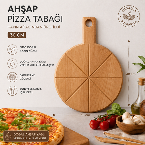 Ah�ap Pizza Sunum Tahtas� Pizza Peynir Taba��