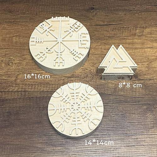 3'l� Viking Sembol Vegvisir  Ah�ap Bask� Kal�b�