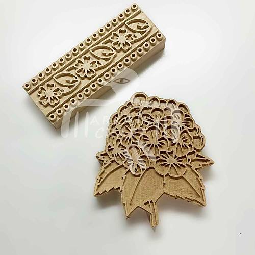 Ortanca �i�e�i Tahta Bask� Kal�b� Bord�r ve �i�ek Set