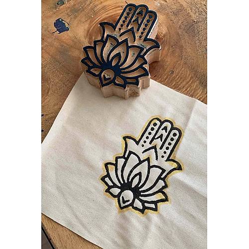 Hamsa Lotuslu Tahta Bask Kalb