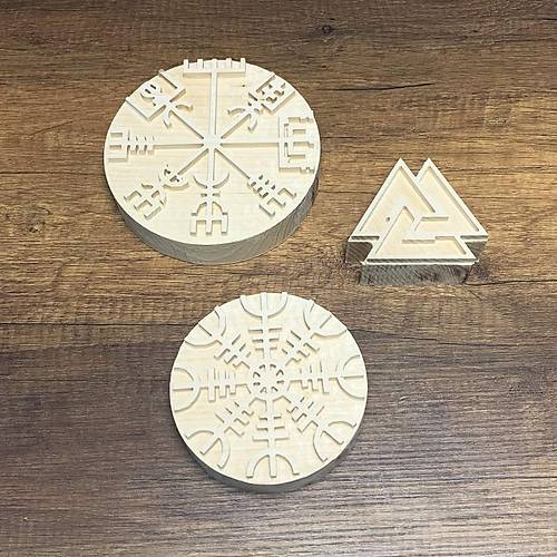 3'l� Viking Sembol Vegvisir  Ah�ap Bask� Kal�b�