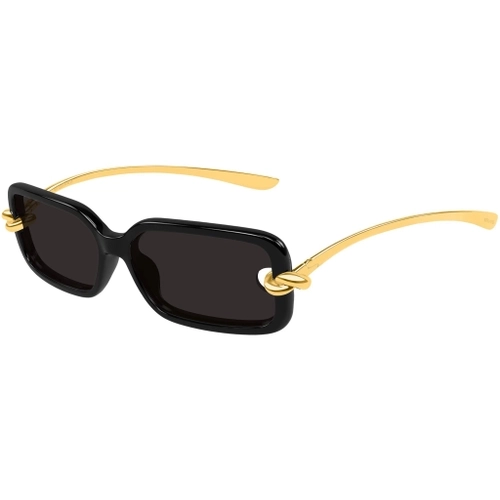 Bottega Veneta BV1439S 001 Black Gold Knot Rectangle Gunes Gozlugu