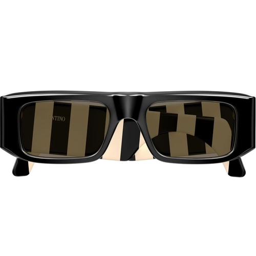 Valentino VG0005S 004 Black Ivory Striped Gunes Gozlugu