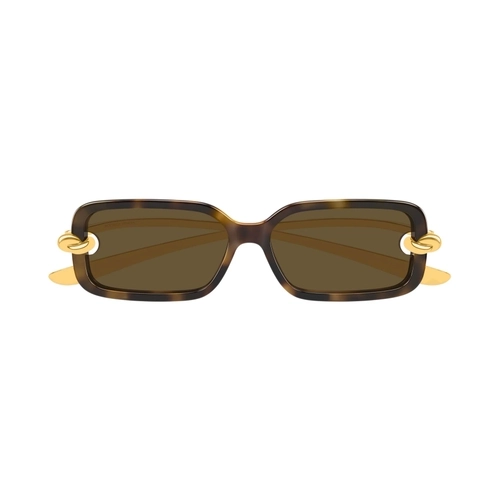 Bottega Veneta BV1439S 002 Havana Gold Knot Rectangle Gunes Gozlugu