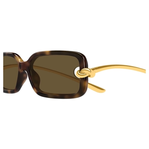 Bottega Veneta BV1439S 002 Havana Gold Knot Rectangle Gunes Gozlugu