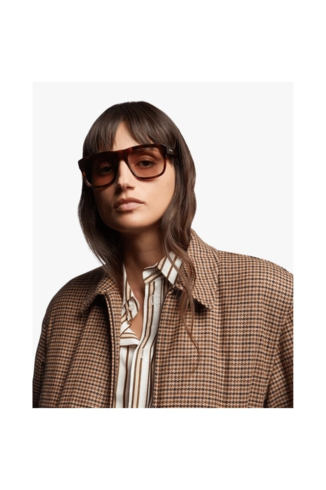 サンデー Saint Laurent SL 558 013 Havana Kare Erkek Kadın Gözlüğü