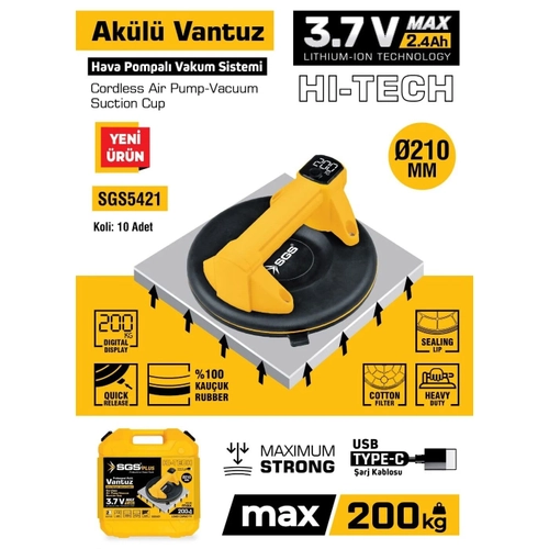 SGS5421 AKL VAKUMLU VANTUZ 3.7V 2.4Ah 200KG