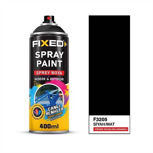 Fixed F3205 Sprey Boya Akrilik Siyah Mat Y�ksek Is�ya Dayan�kl� 320 GR 400 ML (400�C)