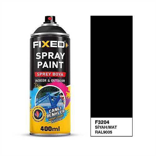 Fixed F3204 Sprey Boya Akrilik Siyah Mat (RAL9005) 320 GR 400 ML