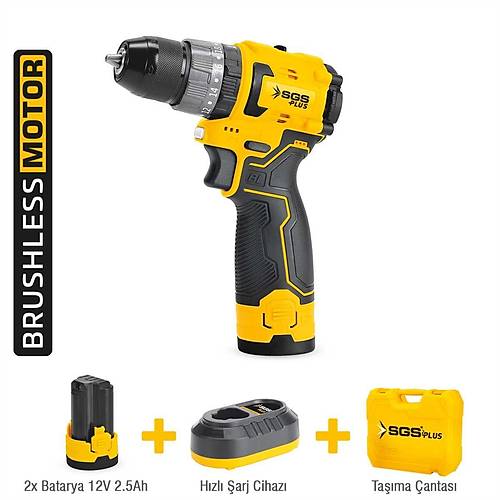 SGS5081 Ak�l� Darbeli Vidalama Seti 12Volt (2*2.5Ah)(K�m�rs�z Motor)