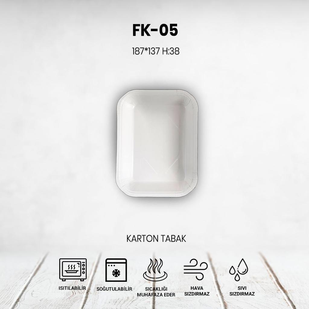 FK-05 TEK PORSİYON KARTON TABAK YEMEK KABI 187X137