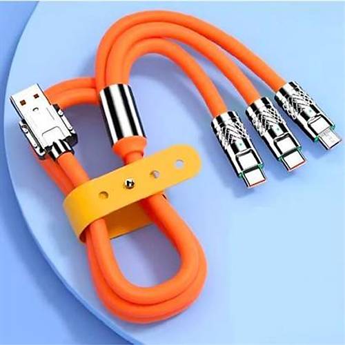 BUFFER 3 in 1 Type-C + Micro Usb + Lightning Hzl arj Kablosu Silikon Kablo 1 Metre Opp Ambalaj