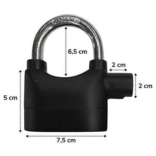 BUFFER Desibel Siyah Alarml ok Fonksiyonlu Ekstra Gvenlikli Kare Asma Dolap Kilidi