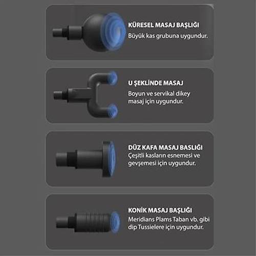 BUFFER Type C arjl Masaj Aleti 4 Farkl Masaj Balkl Darbeli Titreimli Mini Masaj Tabancas