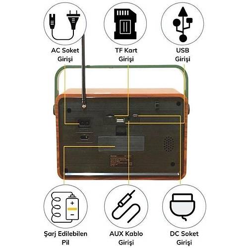 BUFFER 503B Dekoratif Eskitme Nostalji Uzaktan Kumandal Radyo Usb/Aux/Hafza Kart/Bluetooth/arjl