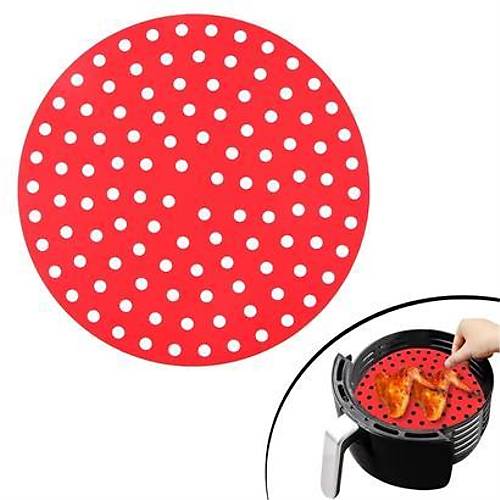 BUFFER Renkli Isya Dayankl Ykanlabilir Silikon Frn Ve Airfryer Yuvarlak Piirme Mat 23 Cm