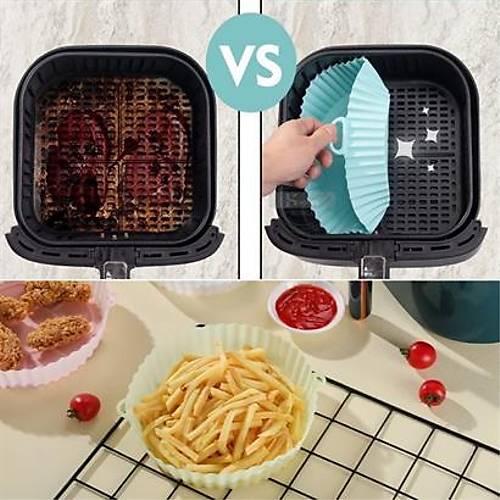 BUFFER Renkli Isya Dayankl Ykanlabilir Silikon Frn Ve Airfryer Yuvarlak Piirme Mat 20 Cm