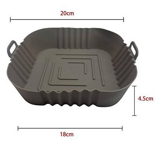 BUFFER Renkli Isya Dayankl Ykanlabilir Silikon Frn  Airfryer Kare Model Piirme Mat 20 cm