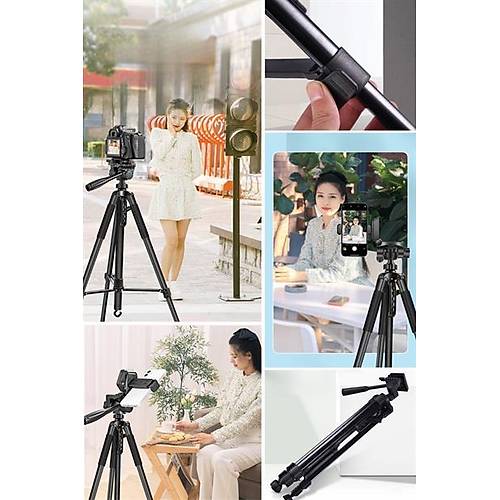 BUFFER Telefon ve Fotoraf Makinas Taklabilen Bluetooth Kumandal 146 cm Tripod