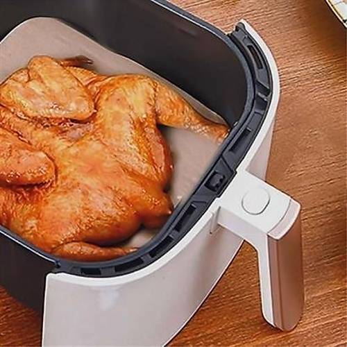 50 Adet Air Fryer Piirme Kad Tek Kullanmlk Ya Su Geirmez Yapmaz Deliksiz Dz Kare Model