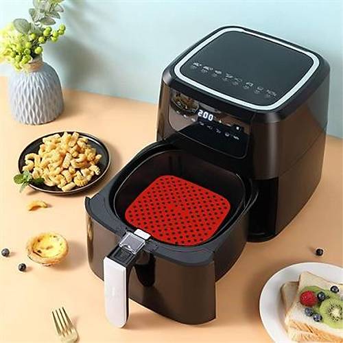 BUFFER Renkli Isya Dayankl Ykanlabilir Silikon Frn Ve Airfryer Kare Piirme Mat 21,5 Cm