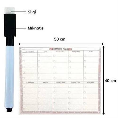 BUFFER effaf Kendiliinden Yapkanl Kalemli Haftalk Planlayc 40cm-50cm