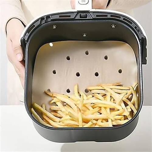 50 Adet Air Fryer Piirme Kad Tek Kullanmlk Hava Fritz Yapmaz Yal Kat Delikli Model