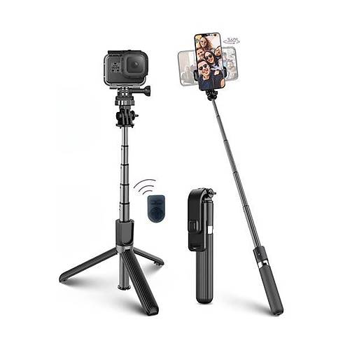 BUFFER Fotoraf Makinas ve Telefon Taklabilen 2si 1 Arada 2.2m Uzayan Selfie ubuu Kumandal Tripod