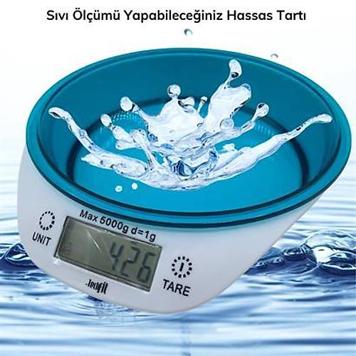 Buffer TF 1003 Hazneli Lcd Ekran Hassas lm Sensrl 5 Kg Kapasite Dijital Mutfak Terazisi Tarts