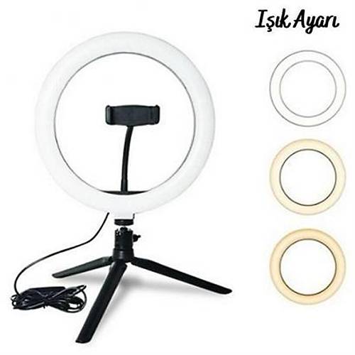 BUFFER 10in 26cm Youtube Instagram Tiktok Selfie  Stdyo Video Fotoraf Ring Light  Tripod Led Hal