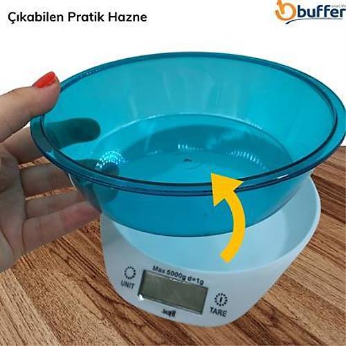 Buffer TF 1003 Hazneli Lcd Ekran Hassas lm Sensrl 5 Kg Kapasite Dijital Mutfak Terazisi Tarts