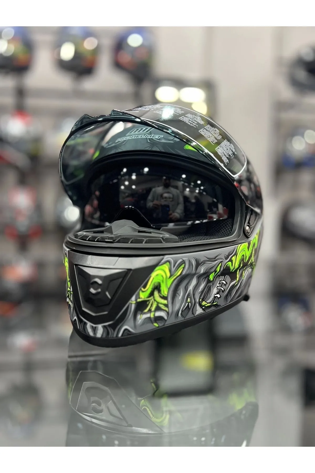 MTS 801 Matt Zombie Grey White Dark Vizör « EMEK MOTOSİKLET İSTANBUL