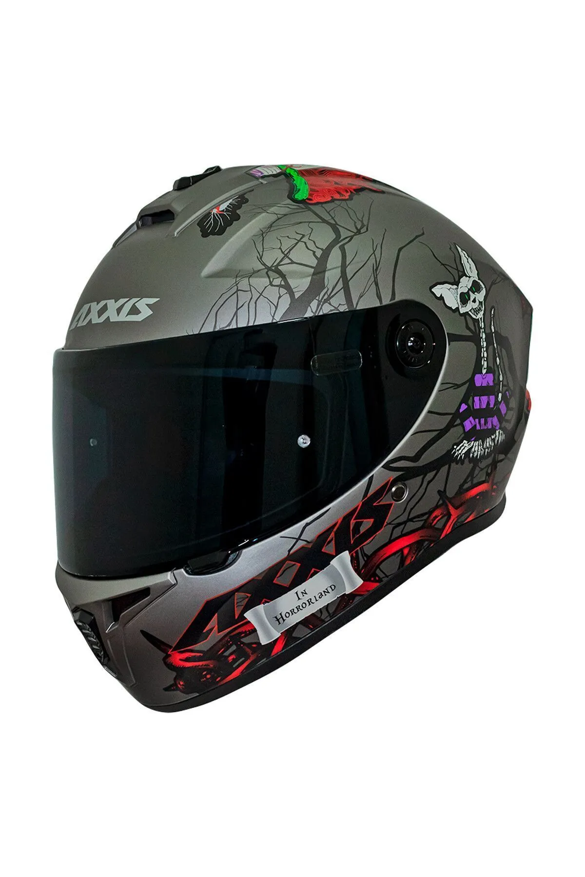 Axxis Draken S HORRORLAND Mat Titanyum + Siyah Vizör