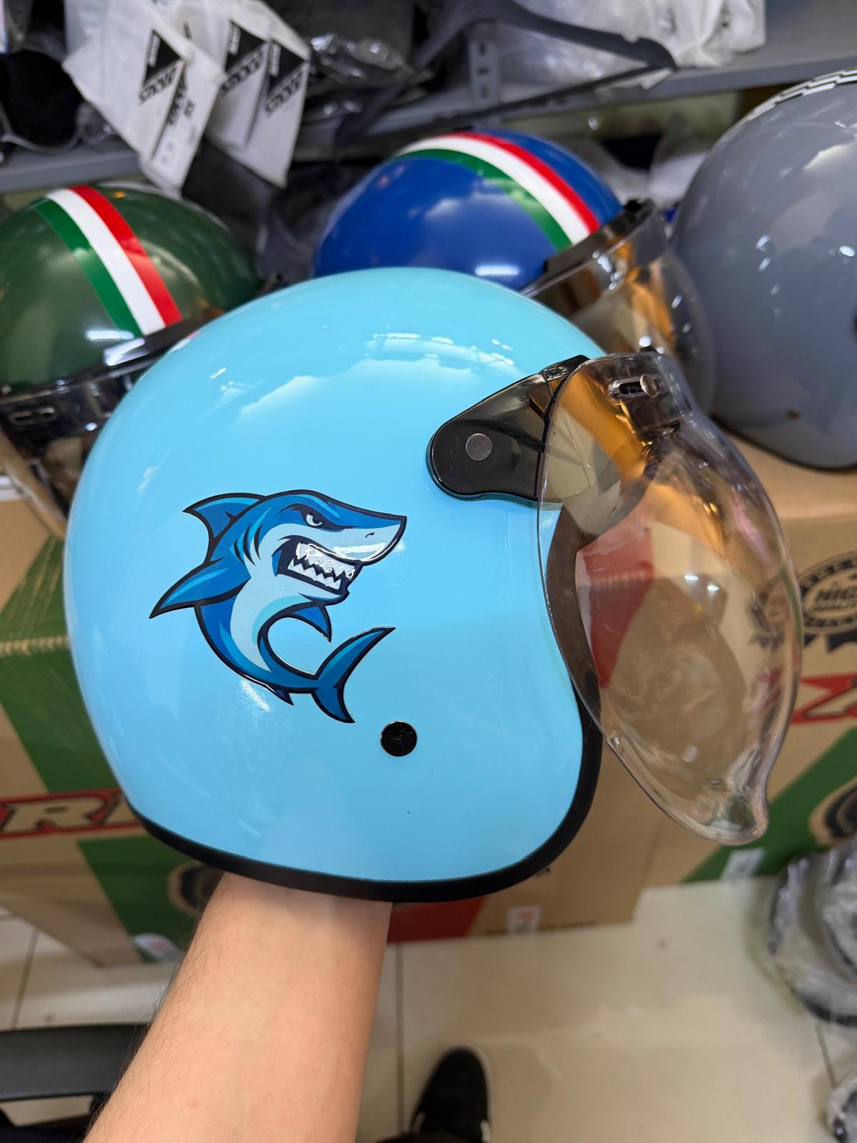 RETRO YARIM KASK MAVİ