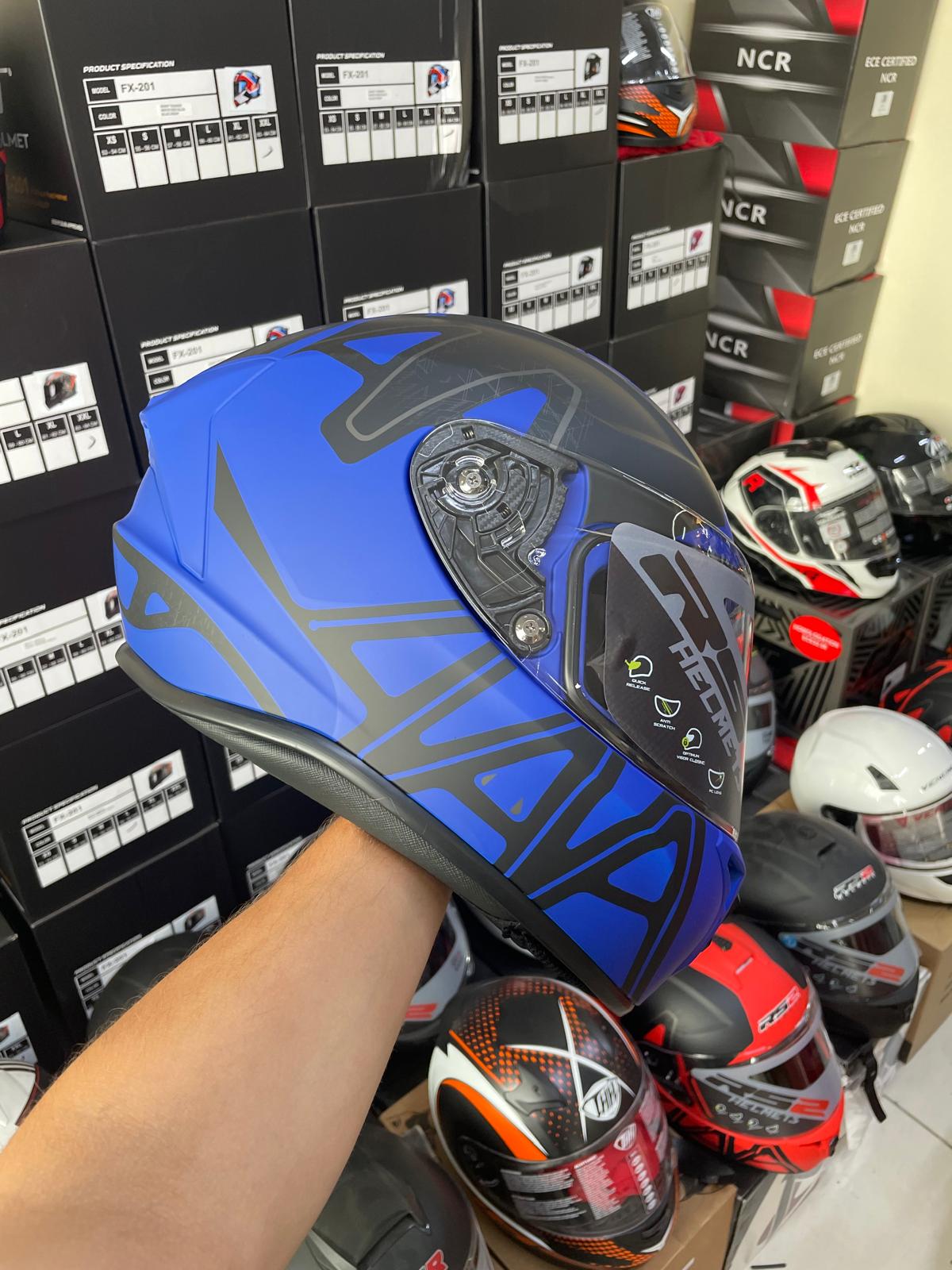 RS2 Fullface Kask Mavi Çizgili