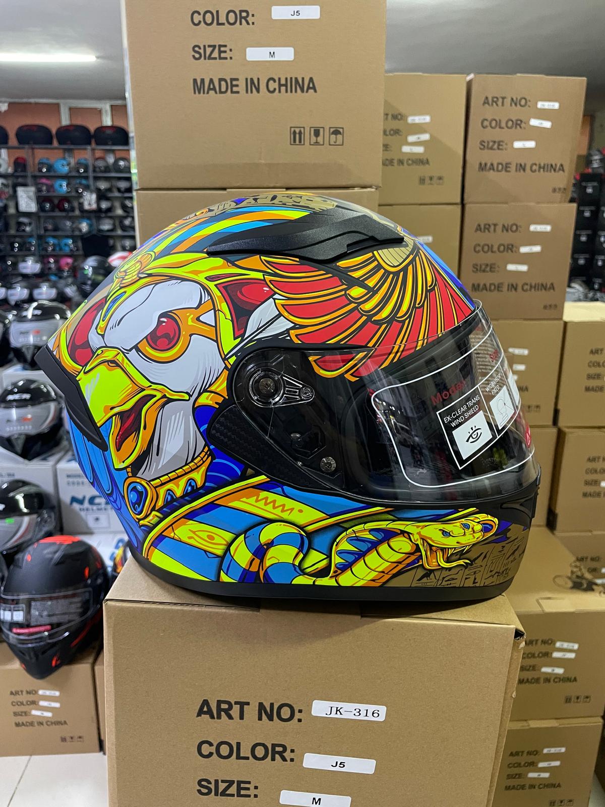 JK 316 Fullface Kask Kuş Desen