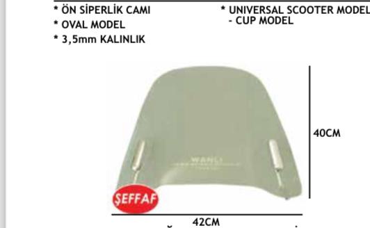 Üniversal Motosiklet Scooter Siperlik Camı Şeffaf