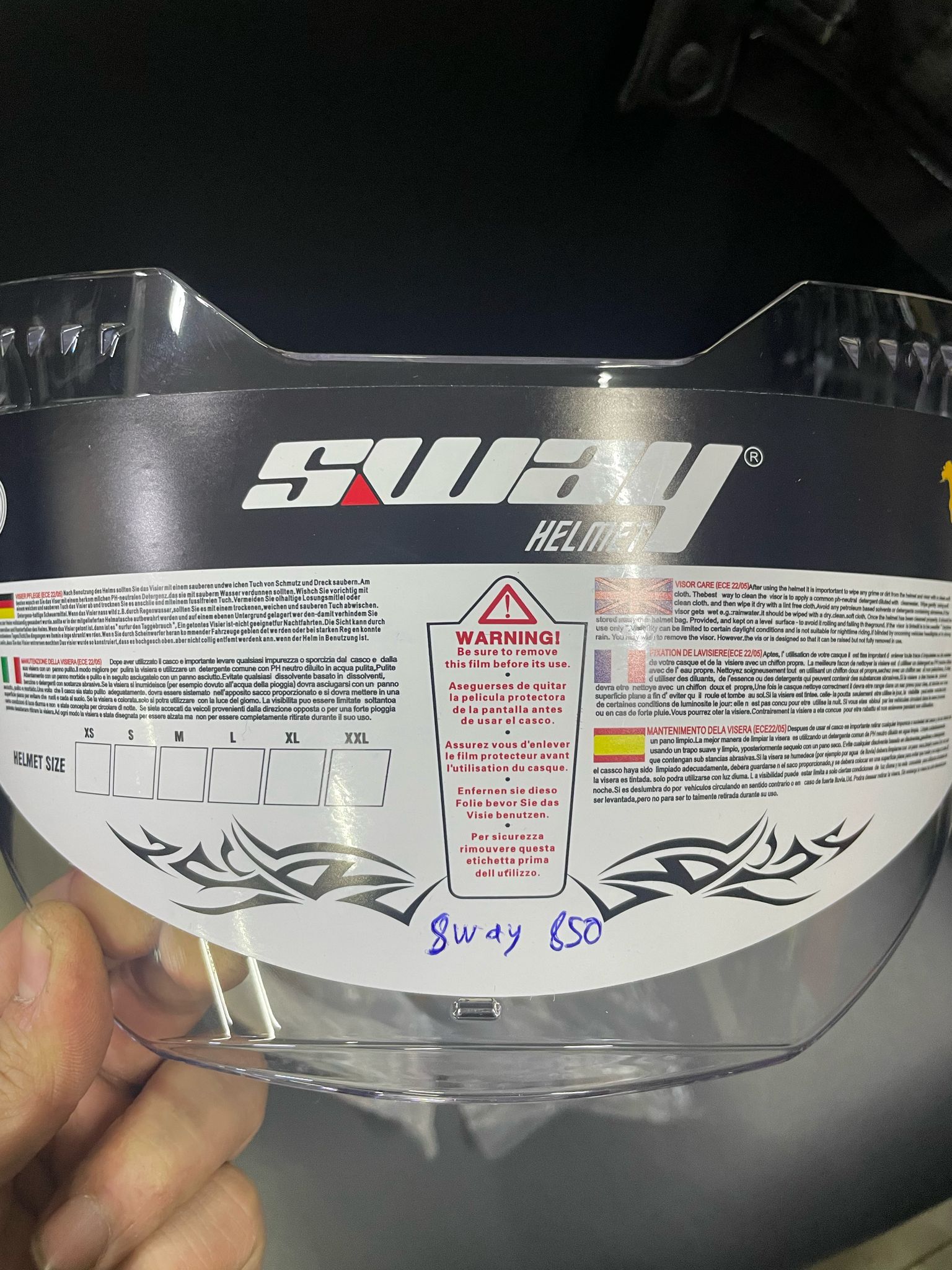 Sway 850 Vizör Şeffaf Vizör