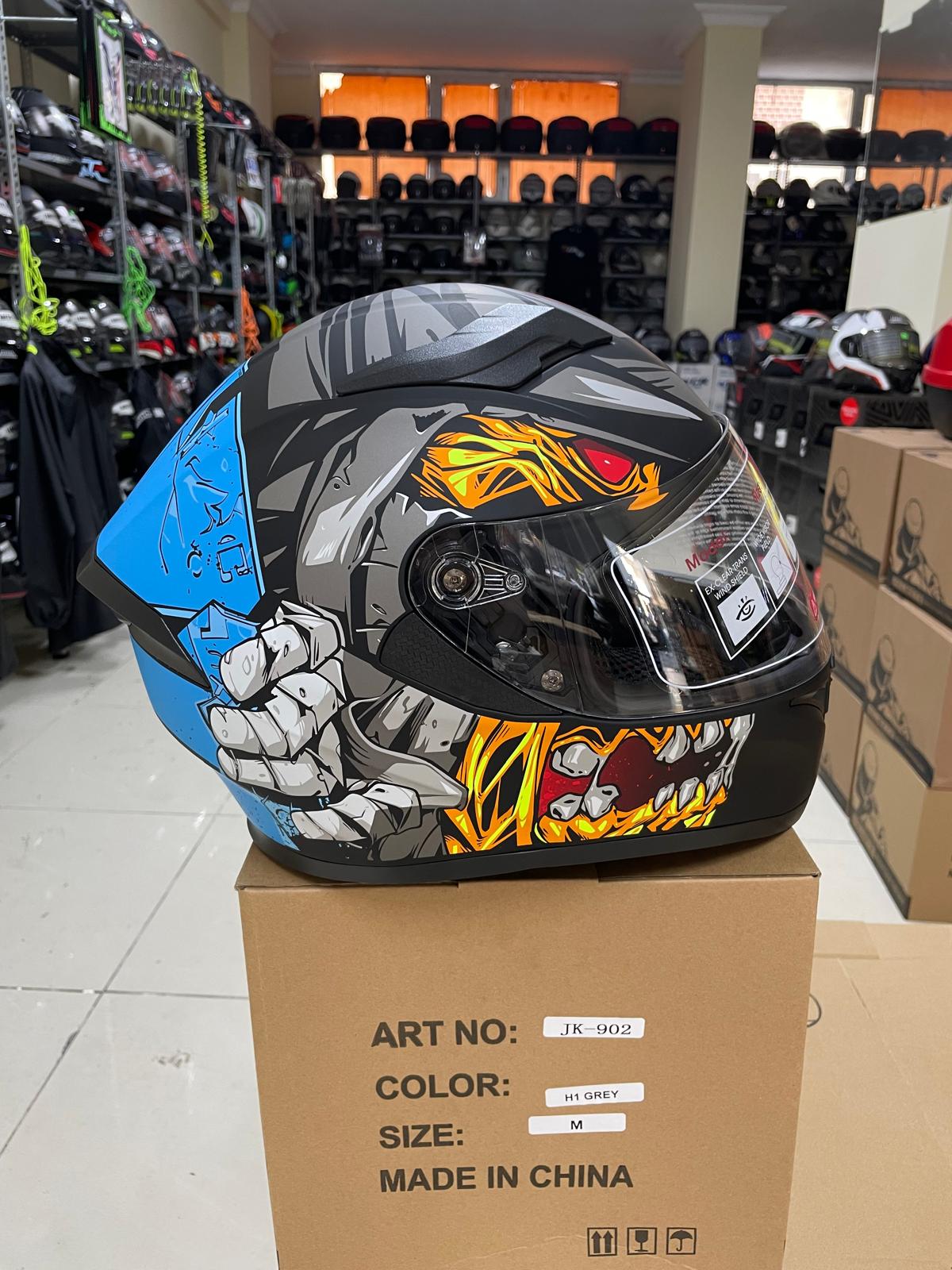 JK 316 Fullface Kask Mavi Desen