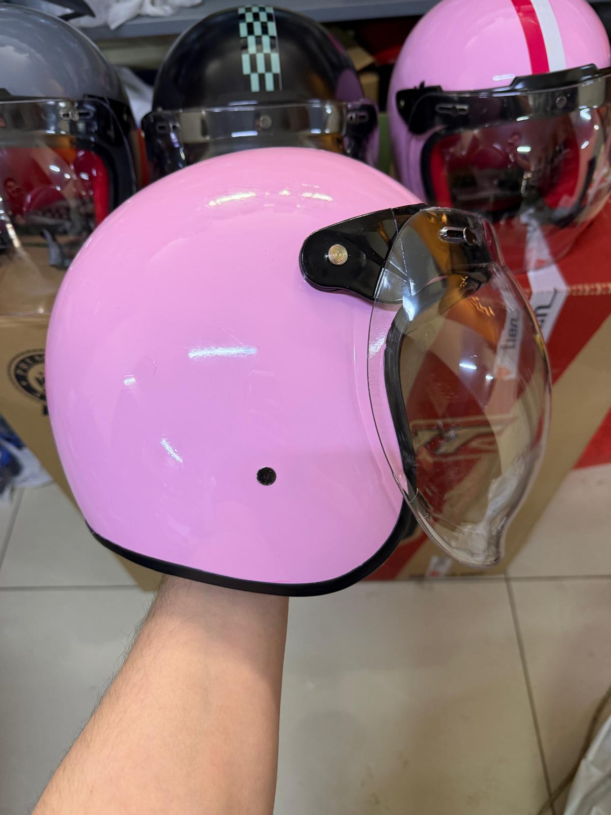 RETRO YARIM PEMBE KASK