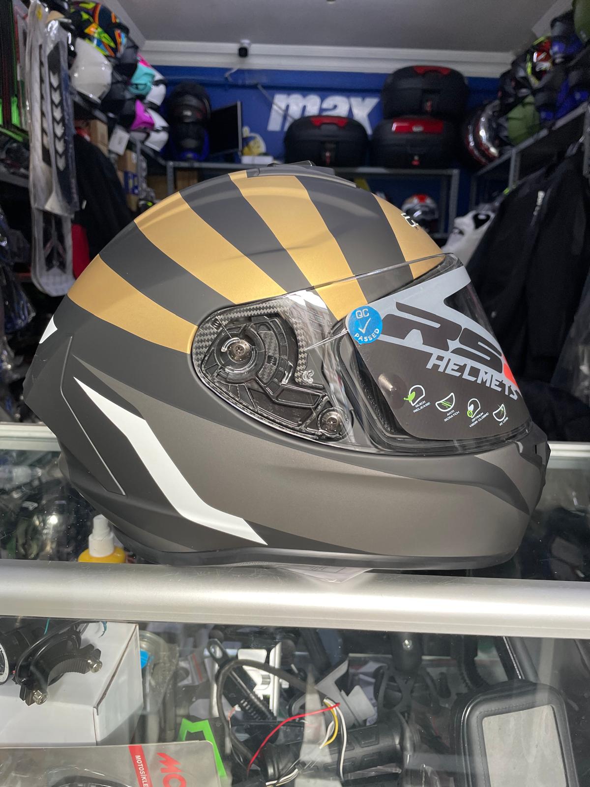 RS2 Fullface Kask Kahverengi Çizgi